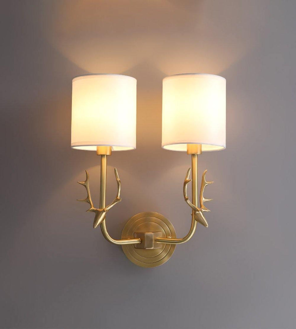 Brass Deer Head Wall Light Fixture-Lighting > Wall Lights-casanuva-casanuva