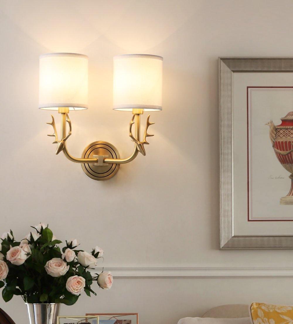 Brass Deer Head Wall Light Fixture-Lighting > Wall Lights-casanuva-casanuva