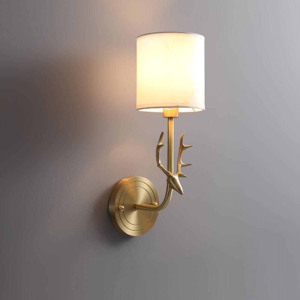Brass Deer Head Wall Light Fixture-Lighting > Wall Lights-casanuva-casanuva