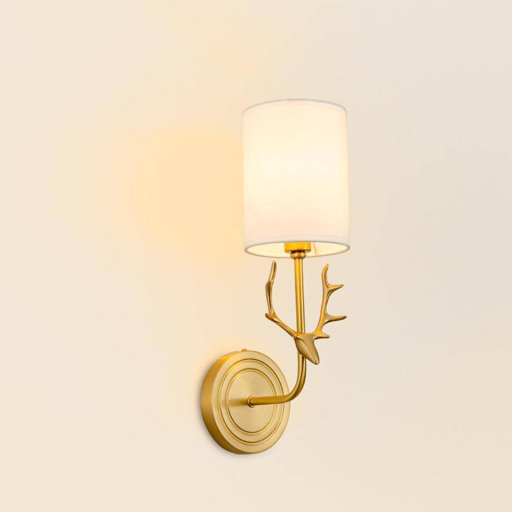 Brass Deer Head Wall Light Fixture-Lighting > Wall Lights-casanuva-casanuva
