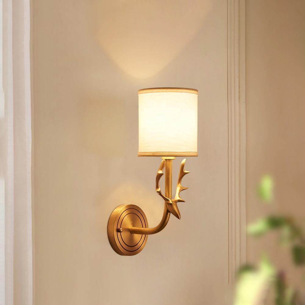 Brass Deer Head Wall Light Fixture-Lighting > Wall Lights-casanuva-casanuva