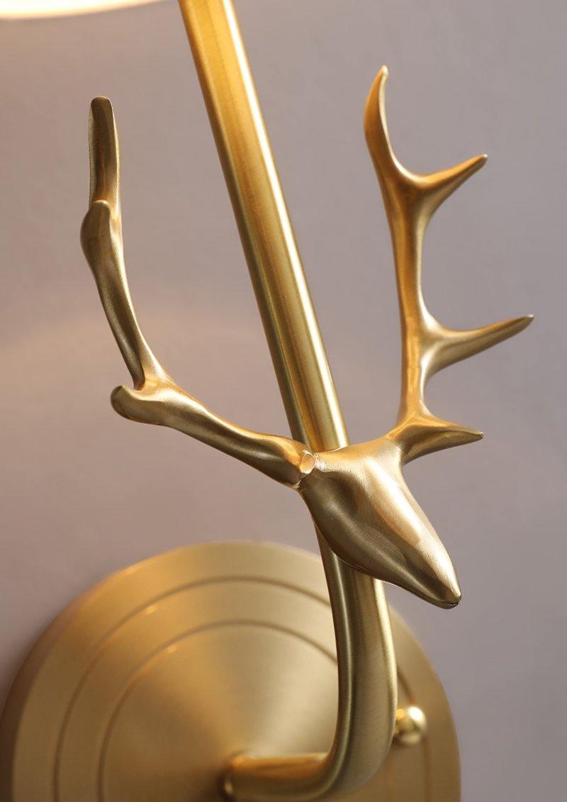 Brass Deer Head Wall Light Fixture-Lighting > Wall Lights-casanuva-casanuva