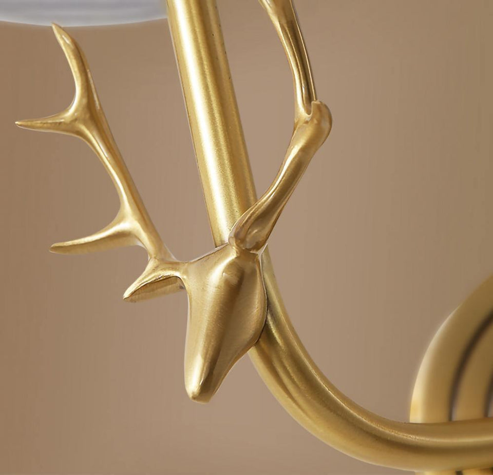 Brass Deer Head Wall Light Fixture-Lighting > Wall Lights-casanuva-casanuva