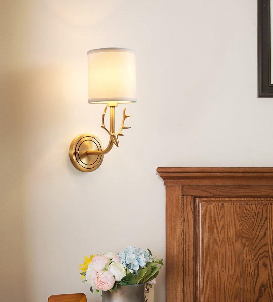 Brass Deer Head Wall Light Fixture-Lighting > Wall Lights-casanuva-casanuva