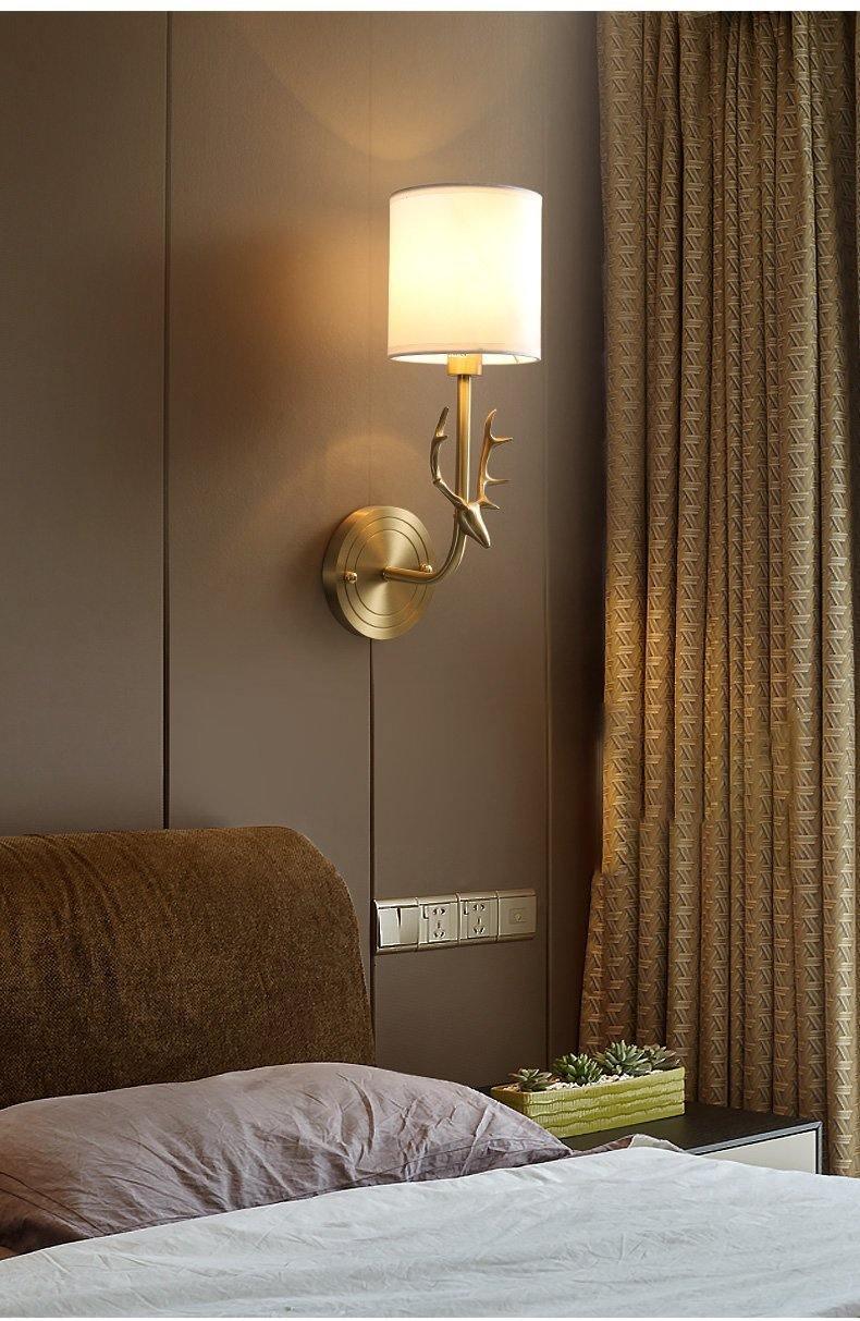 Brass Deer Head Wall Light Fixture-Lighting > Wall Lights-casanuva-casanuva