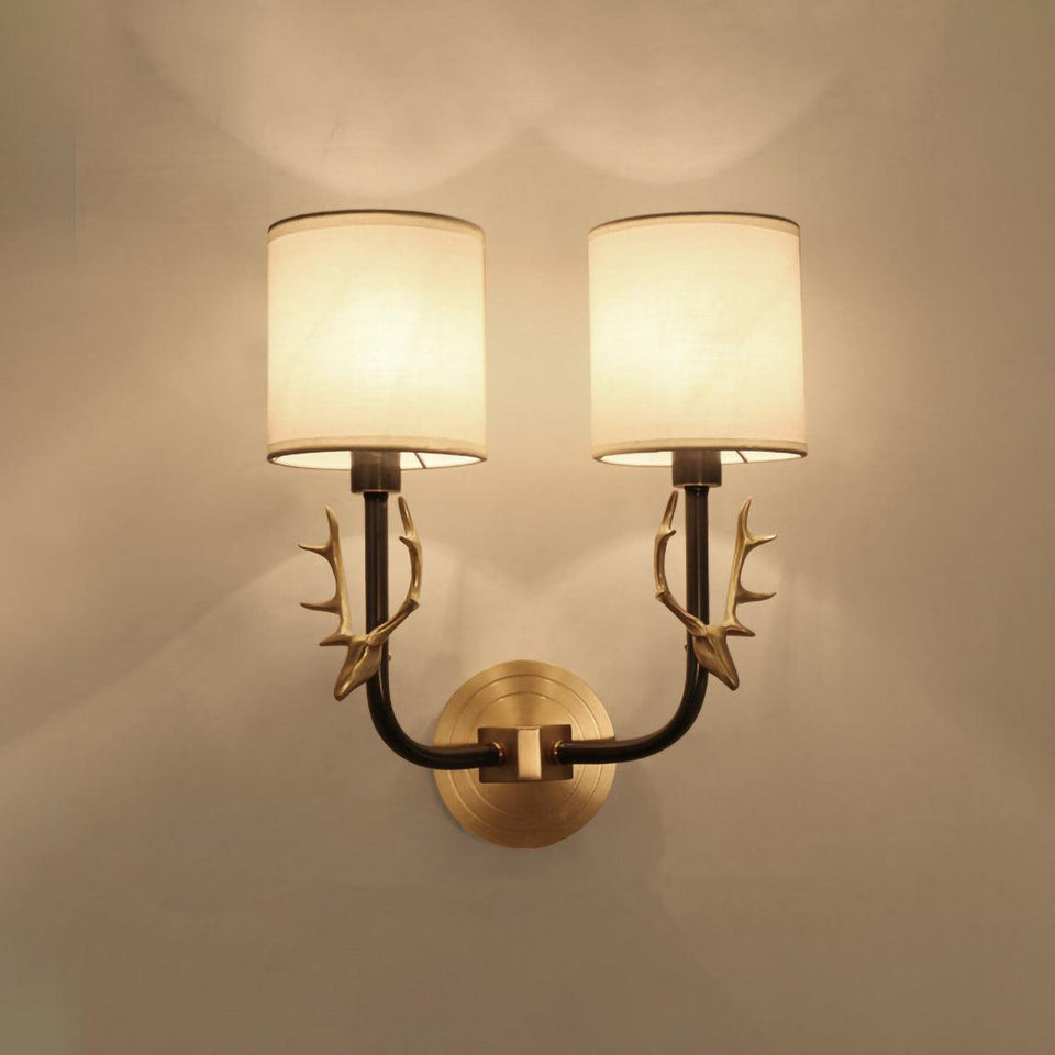 Brass Deer Head Wall Light Fixture-Lighting > Wall Lights-casanuva-casanuva