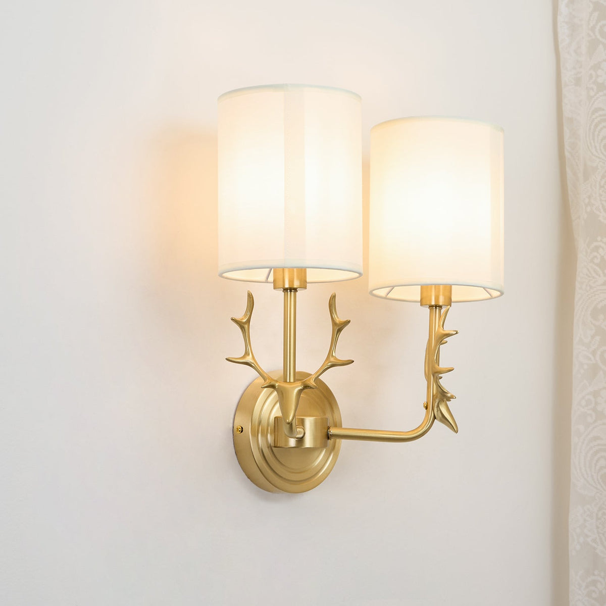 Brass Deer Head Wall Light Fixture-Lighting > Wall Lights-casanuva-casanuva