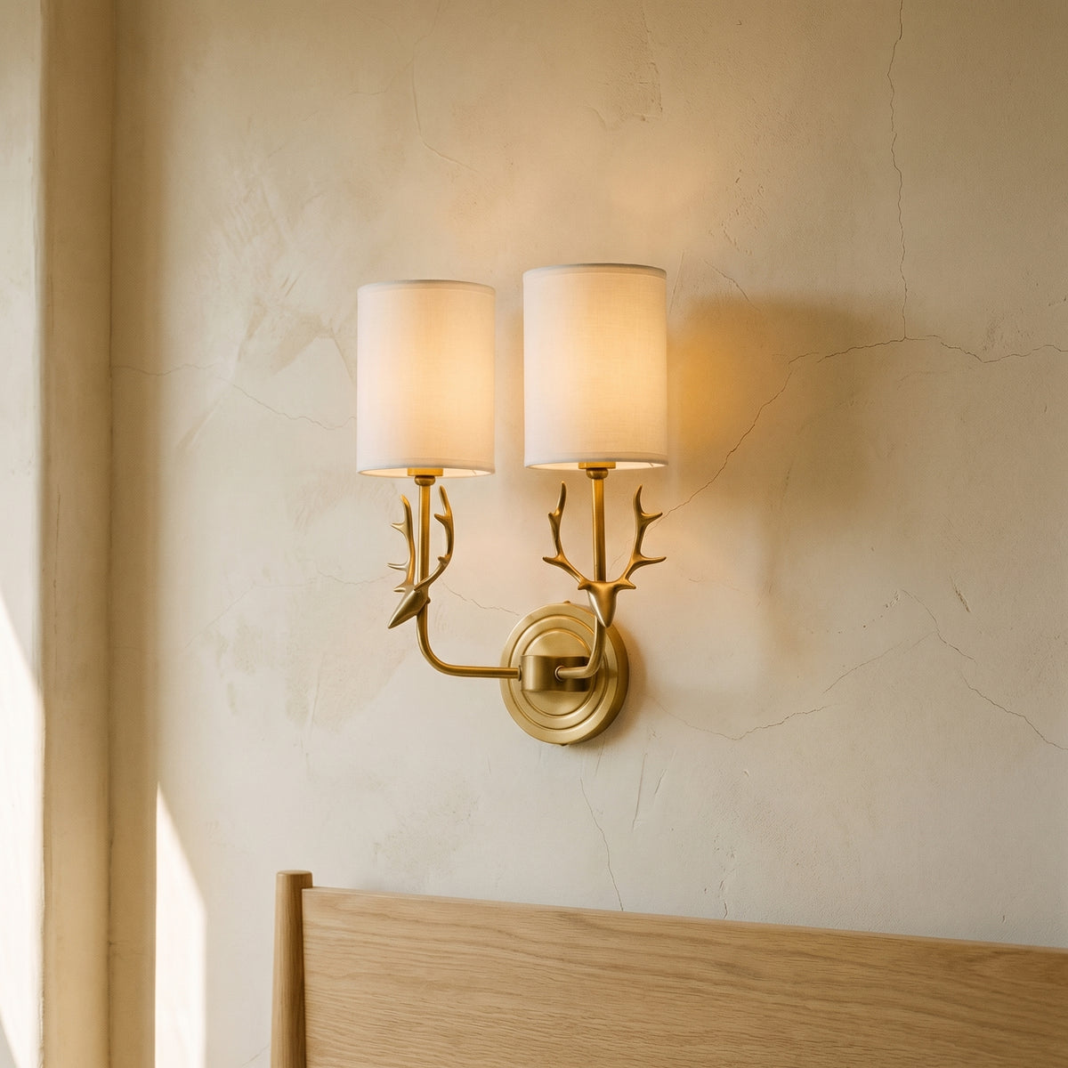 Brass Deer Head Wall Light Fixture-Lighting > Wall Lights-casanuva-casanuva