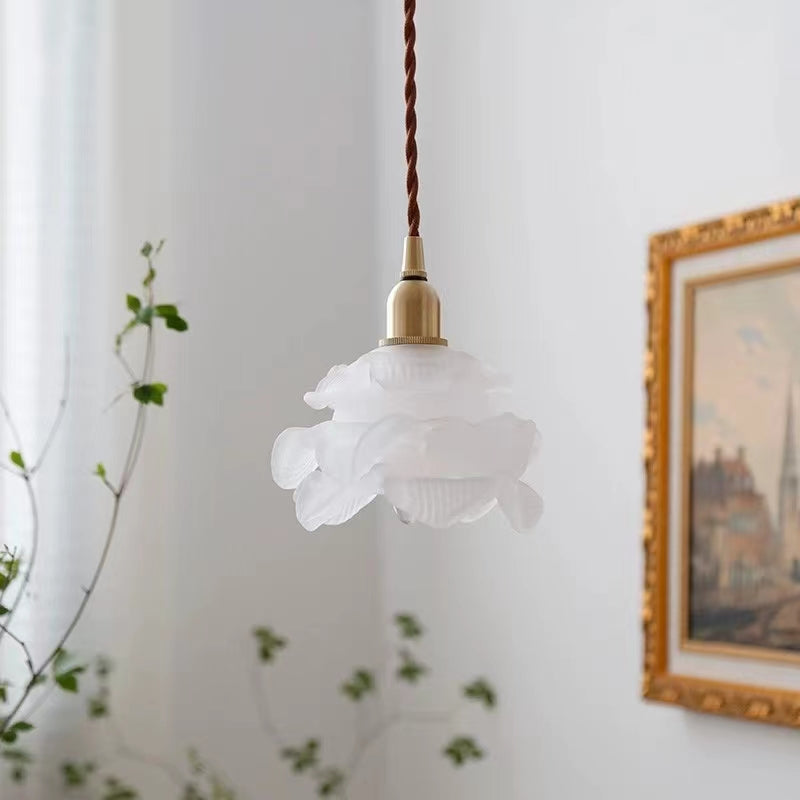 Brass Glass Rose Pendant Light-Lighting > Chandeliers & Pendant Lights-casanuva-casanuva