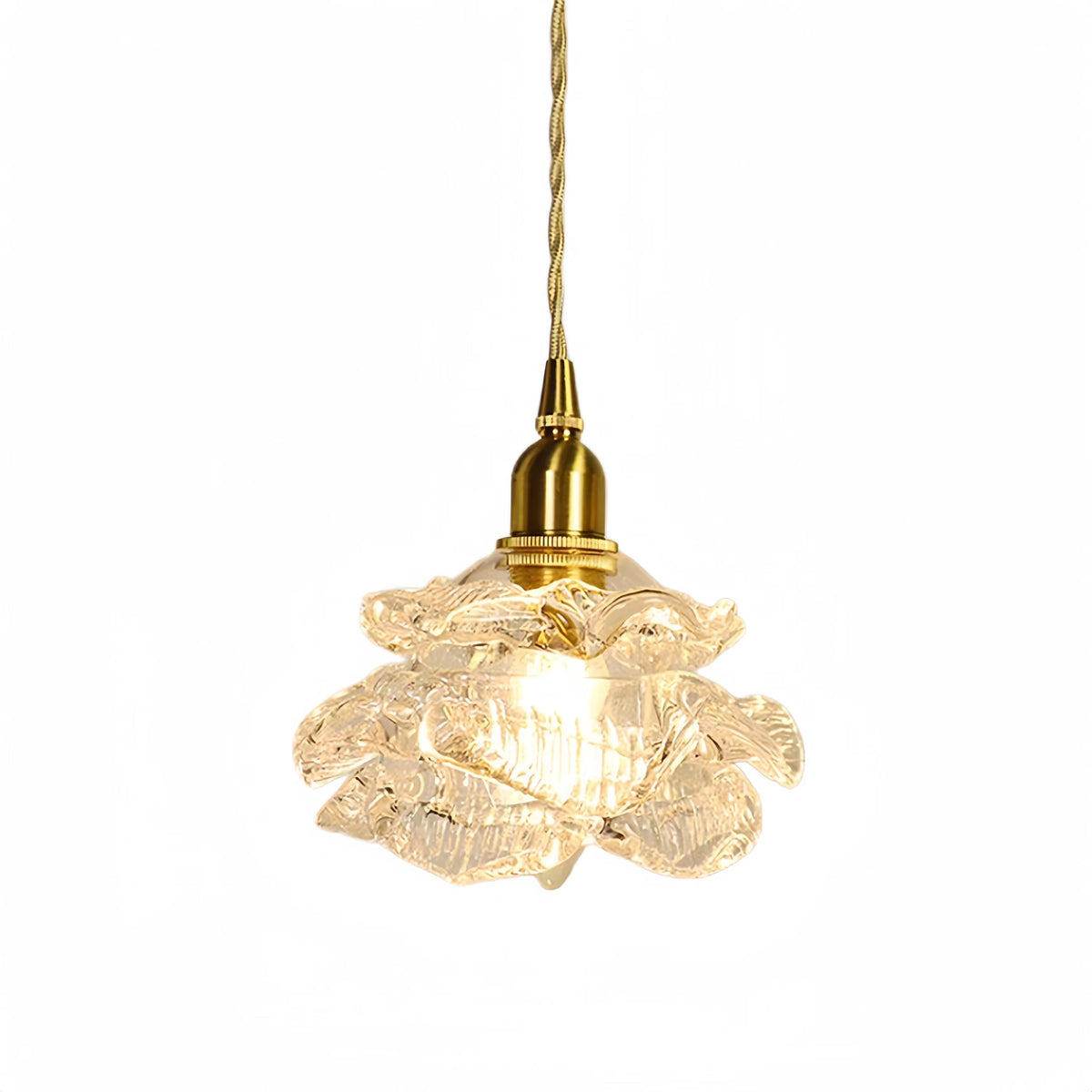 Brass Glass Rose Pendant Light-Lighting > Chandeliers & Pendant Lights-casanuva-Clear-casanuva