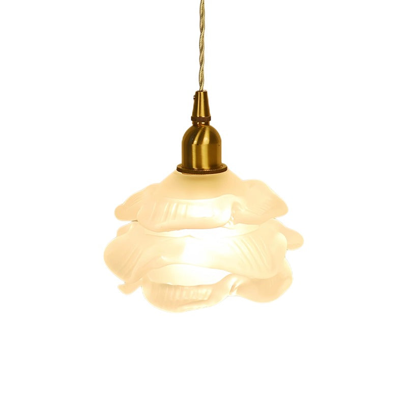 Brass Glass Rose Pendant Light-Lighting > Chandeliers & Pendant Lights-casanuva-White-casanuva