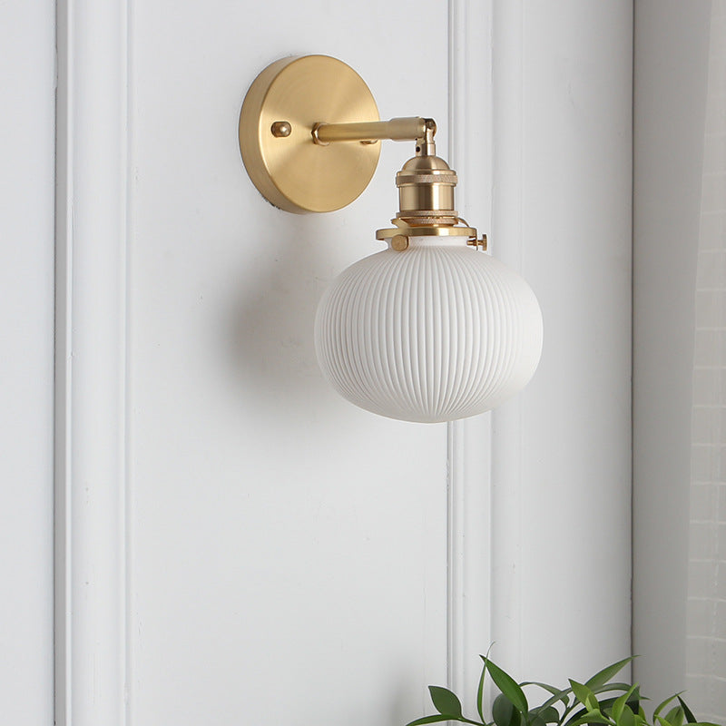 Brass Lucite Cylinder Oval Wall Sconce Lamp 1-Light Japanese Retro Minimalist-Lighting > Wall Lights-casanuva-casanuva