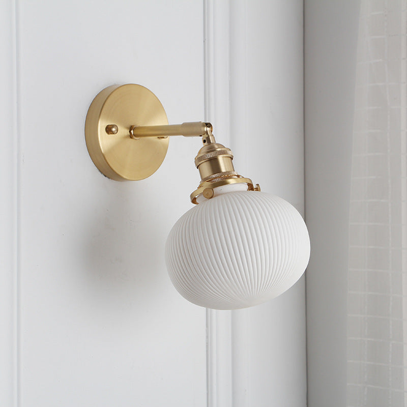 Brass Lucite Cylinder Oval Wall Sconce Lamp 1-Light Japanese Retro Minimalist-Lighting > Wall Lights-casanuva-casanuva