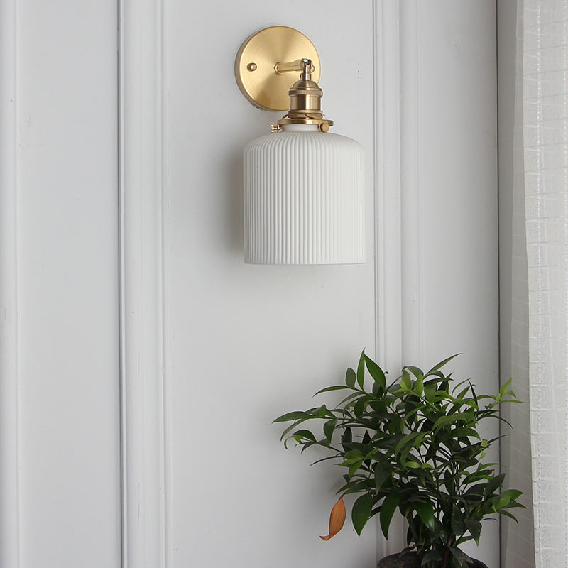 Brass Lucite Cylinder Oval Wall Sconce Lamp 1-Light Japanese Retro Minimalist-Lighting > Wall Lights-casanuva-casanuva
