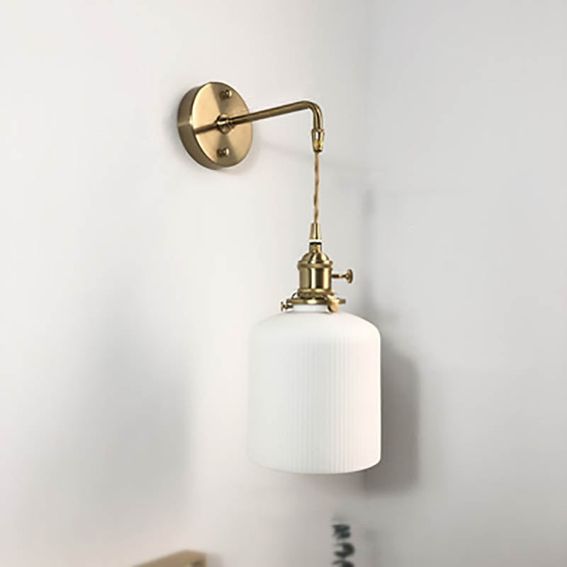 Brass Lucite Cylinder Oval Wall Sconce Lamp 1-Light Japanese Retro Minimalist-Lighting > Wall Lights-casanuva-casanuva