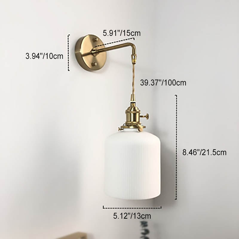 Brass Lucite Cylinder Oval Wall Sconce Lamp 1-Light Japanese Retro Minimalist-Lighting > Wall Lights-casanuva-casanuva