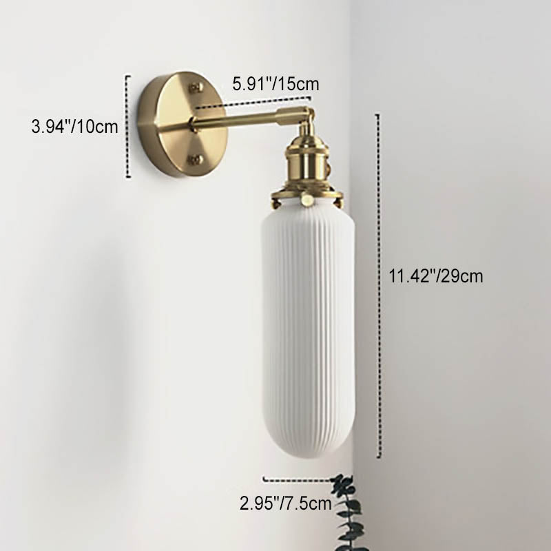 Brass Lucite Cylinder Oval Wall Sconce Lamp 1-Light Japanese Retro Minimalist-Lighting > Wall Lights-casanuva-casanuva