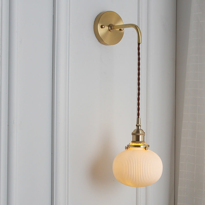 Brass Lucite Cylinder Oval Wall Sconce Lamp 1-Light Japanese Retro Minimalist-Lighting > Wall Lights-casanuva-B - Hanging Wire-100V-120V-casanuva
