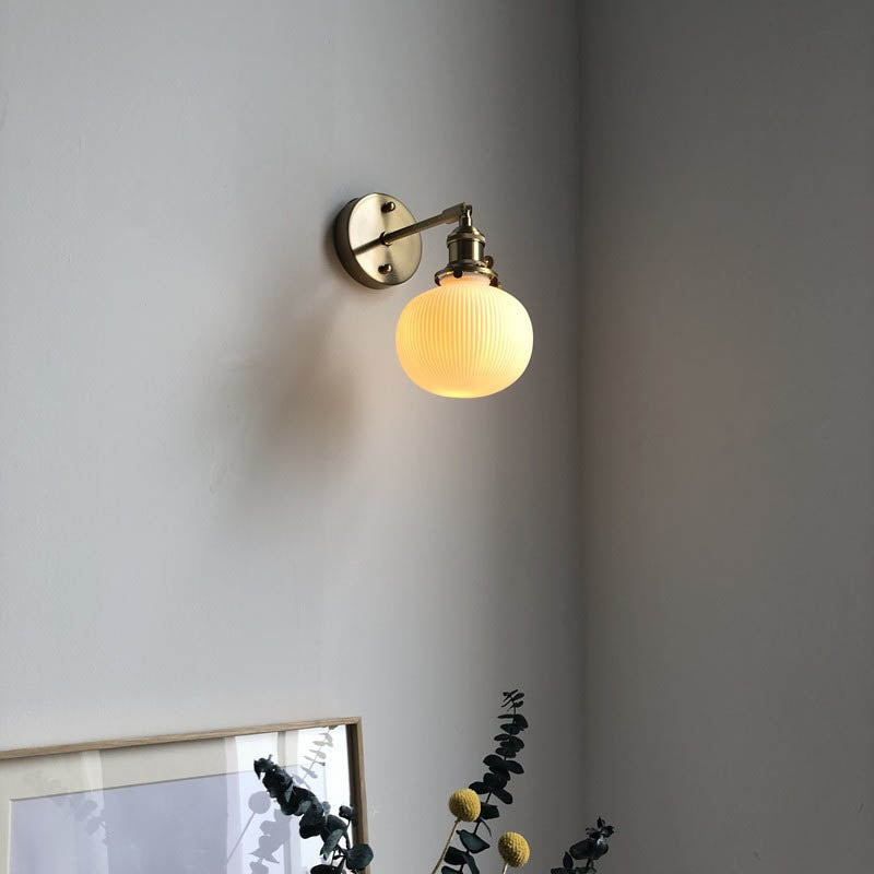 Brass Lucite Cylinder Oval Wall Sconce Lamp 1-Light Japanese Retro Minimalist-Lighting > Wall Lights-casanuva-B - Straight Arm-100V-120V-casanuva