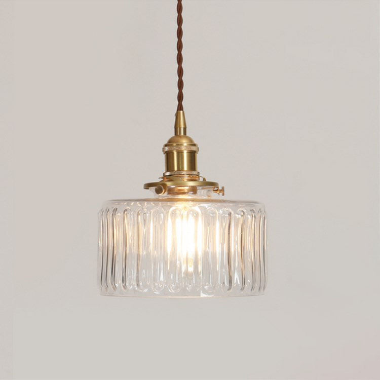 Brass Textured Glass Round Pendant Light-Lighting > Pendant Lights-casanuva-Clear-B-UK & AU - 230 Volts-casanuva