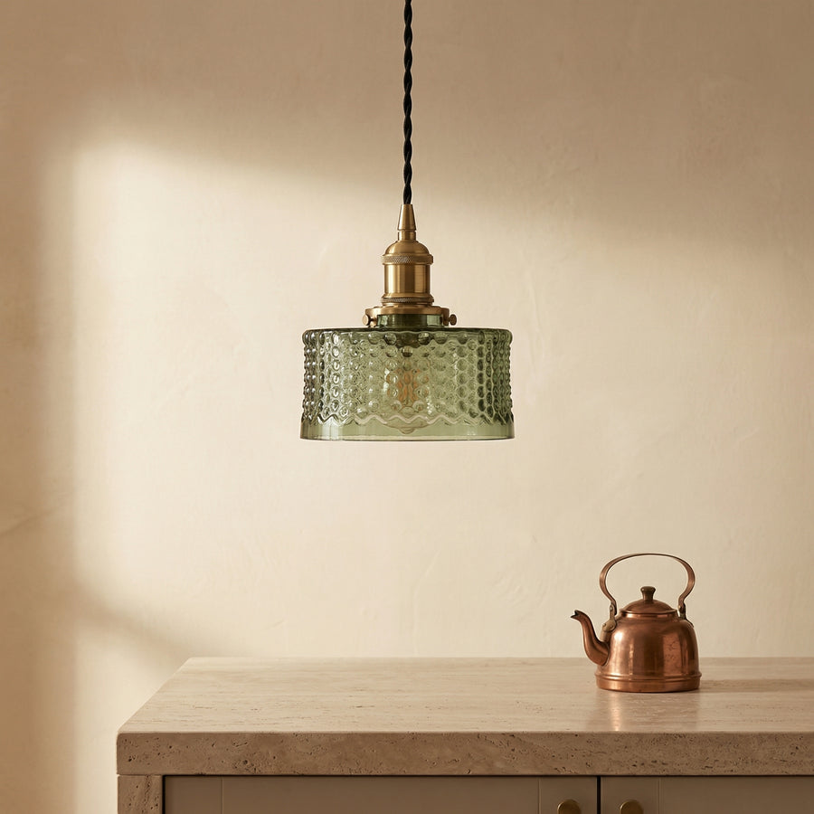 Brass Textured Glass Round Pendant Light-Lighting > Pendant Lights-casanuva-casanuva