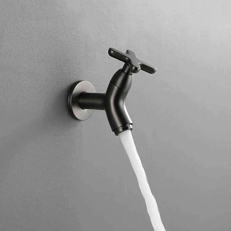 Brass Wall Fixture Cold Water Faucet for Bathroom Kitchen-Bedding & Bath > Bathroom Accessories-casanuva-Black-casanuva