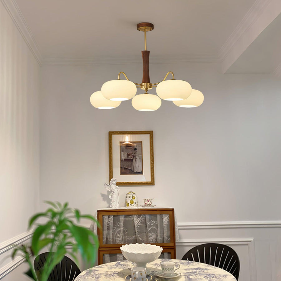 Brass and Wood Persimmon Chandelier-Lighting > Chandeliers & Pendant Lights-casanuva-casanuva