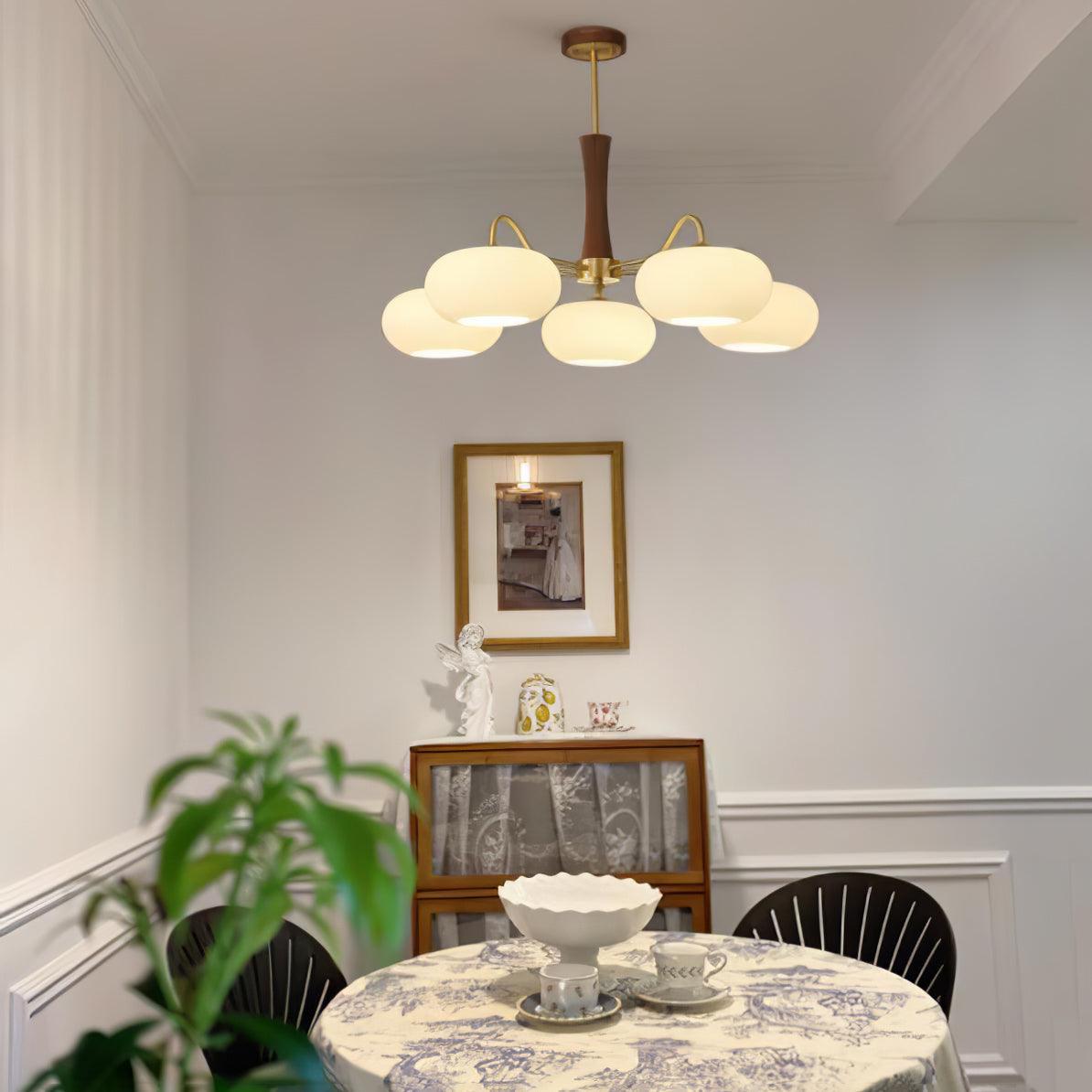 Brass and Wood Persimmon Chandelier-Lighting > Chandeliers & Pendant Lights-casanuva-casanuva