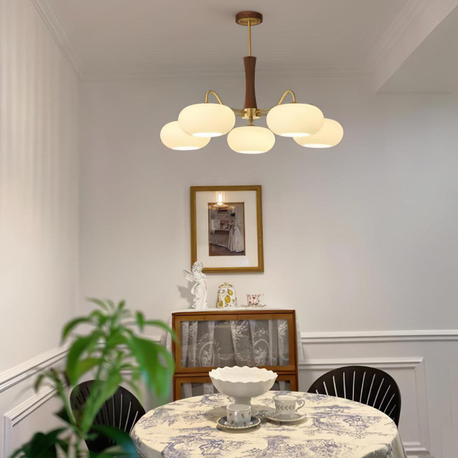 Brass and Wood Persimmon Chandelier-Lighting > Chandeliers & Pendant Lights-casanuva-casanuva