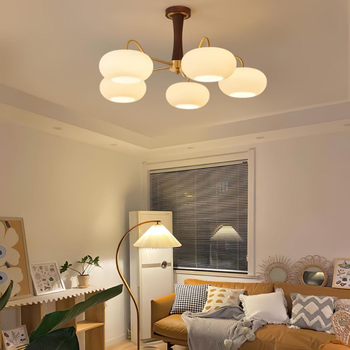 Brass and Wood Persimmon Chandelier-Lighting > Chandeliers & Pendant Lights-casanuva-casanuva