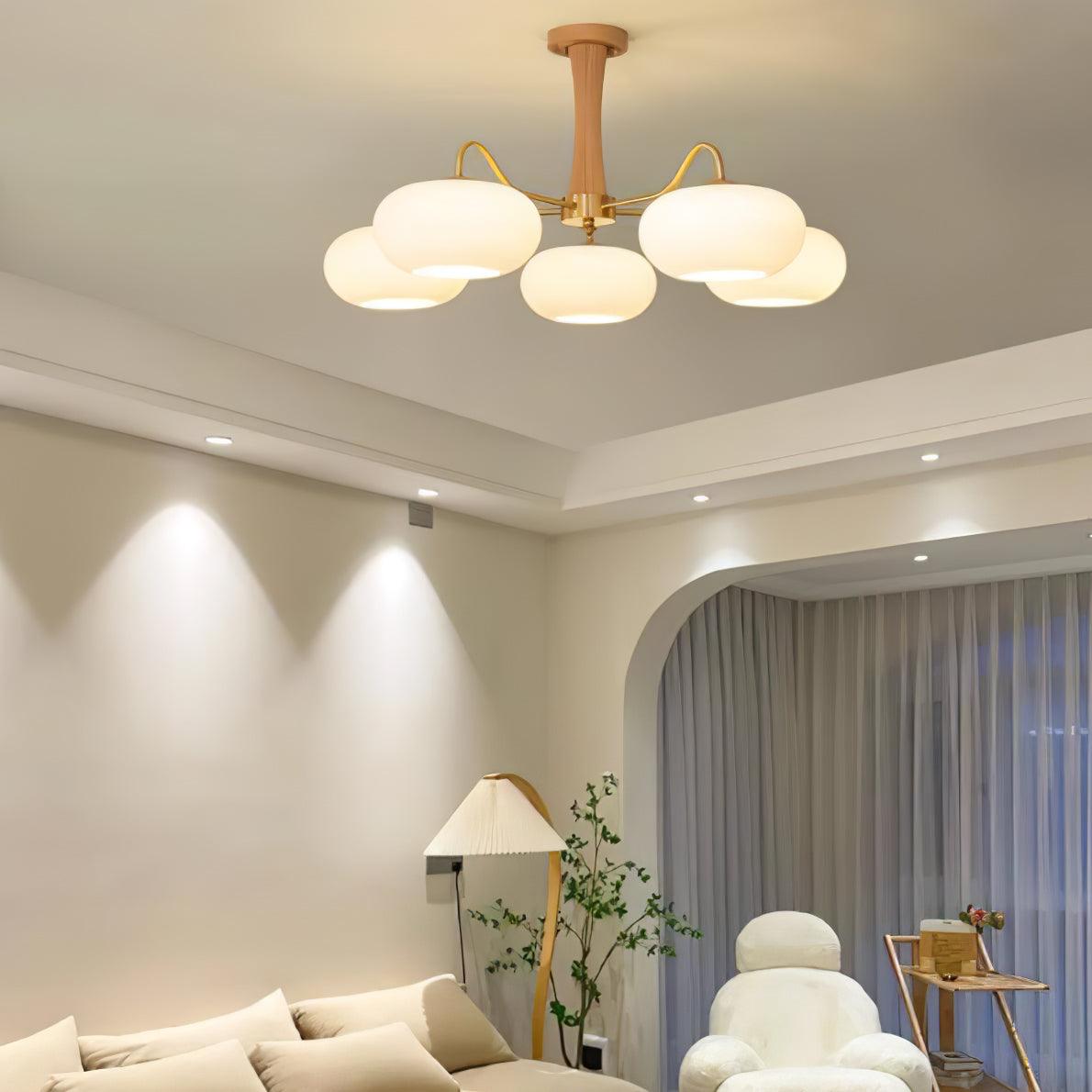 Brass and Wood Persimmon Chandelier-Lighting > Chandeliers & Pendant Lights-casanuva-casanuva