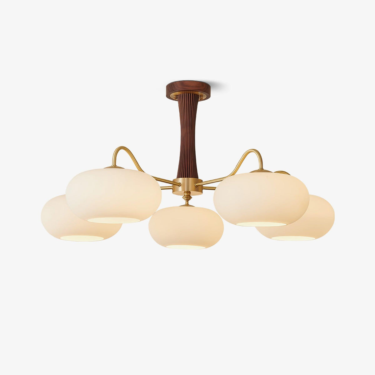 Brass and Wood Persimmon Chandelier-Lighting > Chandeliers & Pendant Lights-casanuva-casanuva