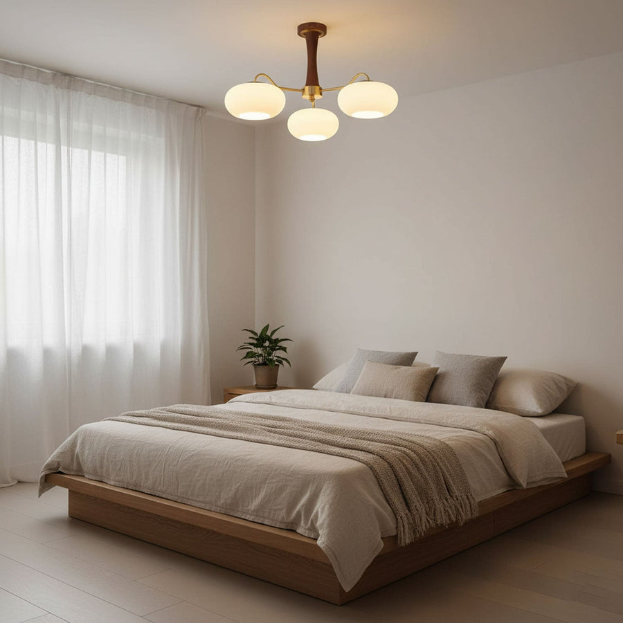 Brass and Wood Persimmon Chandelier-Lighting > Chandeliers & Pendant Lights-casanuva-casanuva