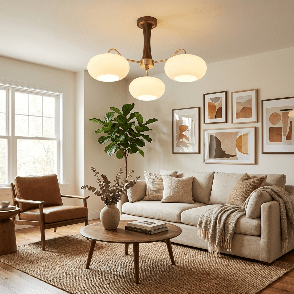 Brass and Wood Persimmon Chandelier-Lighting > Chandeliers & Pendant Lights-casanuva-casanuva