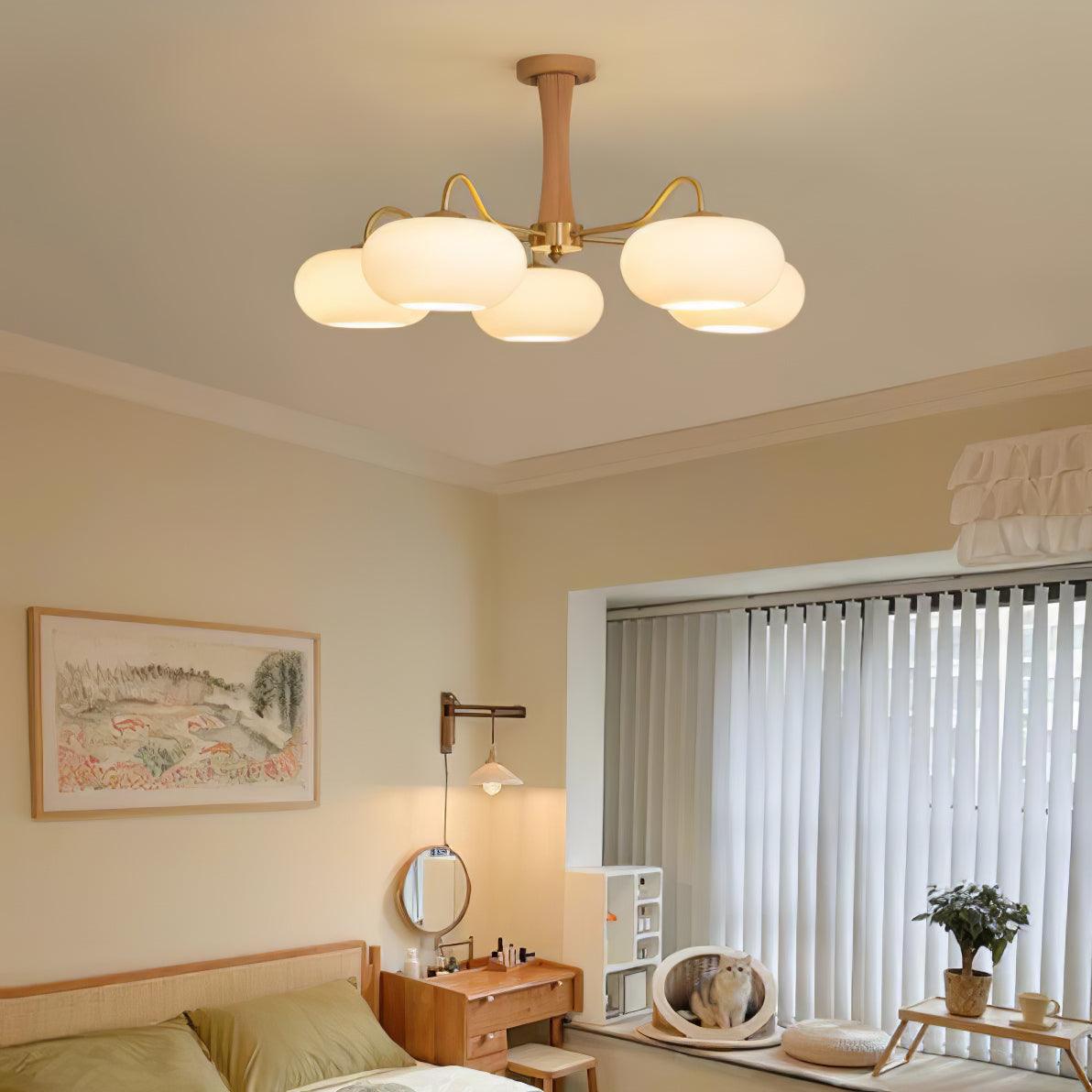 Brass and Wood Persimmon Chandelier-Lighting > Chandeliers & Pendant Lights-casanuva-casanuva