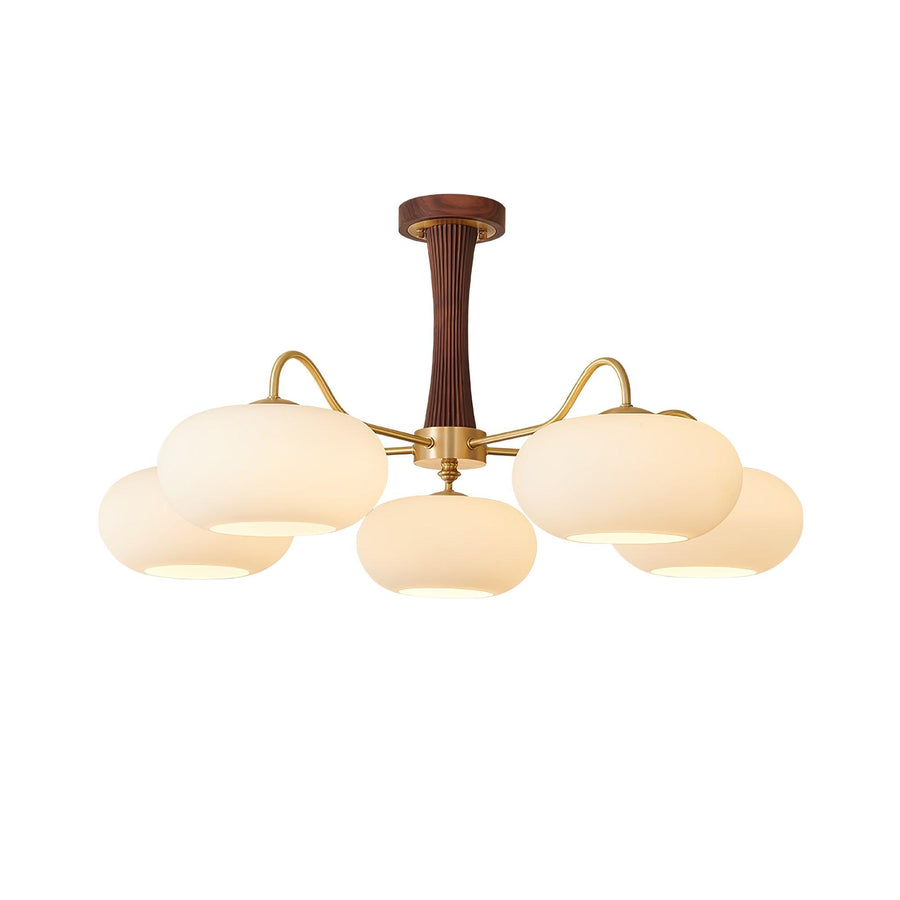 Brass and Wood Persimmon Chandelier-Lighting > Chandeliers & Pendant Lights-casanuva-casanuva