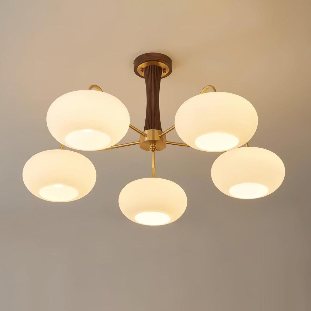 Brass and Wood Persimmon Chandelier-Lighting > Chandeliers & Pendant Lights-casanuva-casanuva
