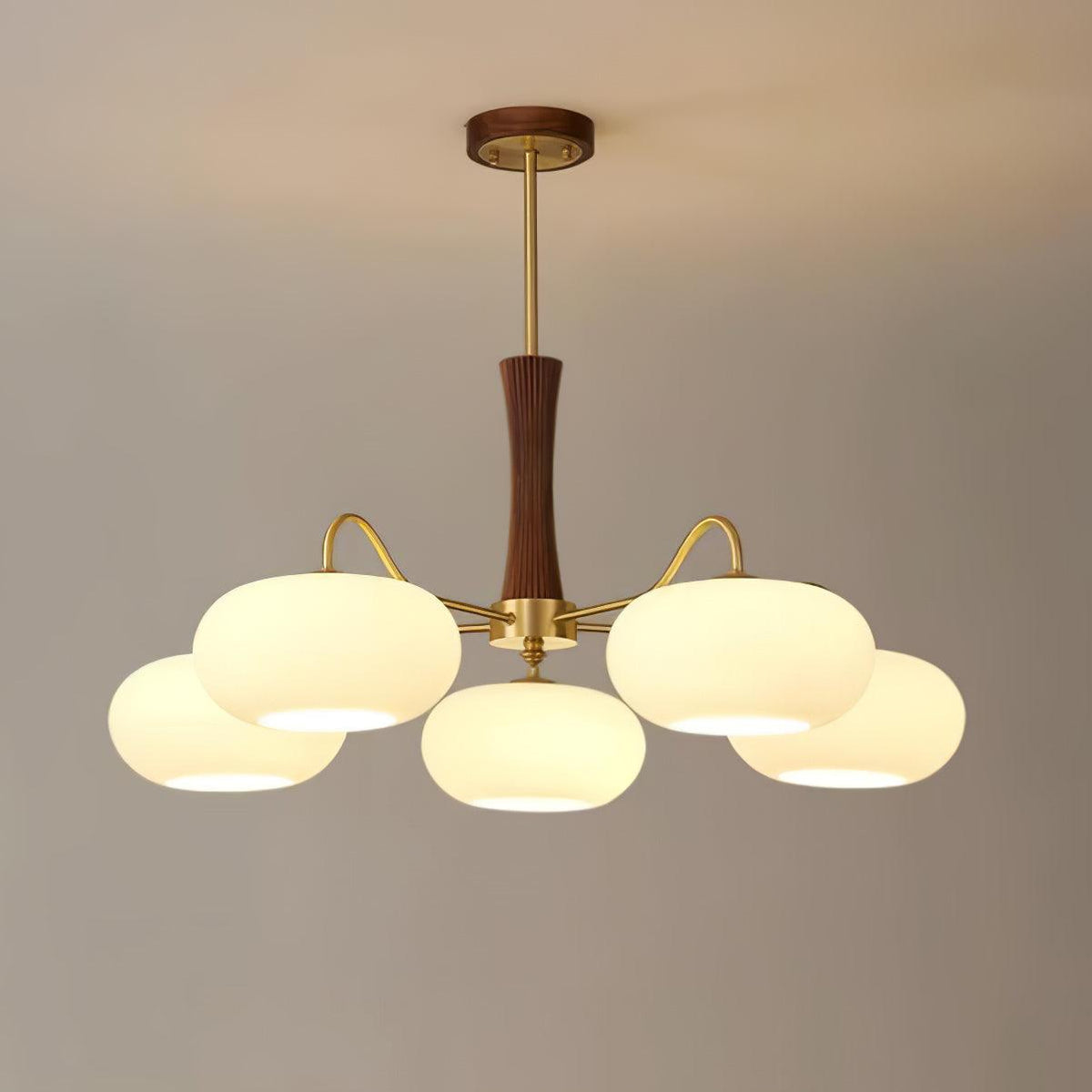 Brass and Wood Persimmon Chandelier-Lighting > Chandeliers & Pendant Lights-casanuva-casanuva