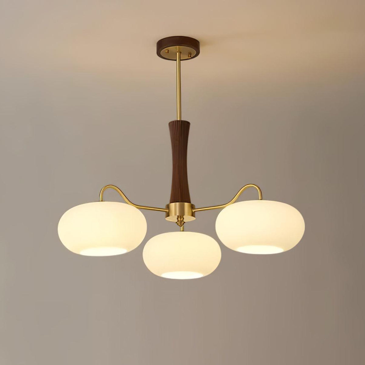 Brass and Wood Persimmon Chandelier-Lighting > Chandeliers & Pendant Lights-casanuva-casanuva