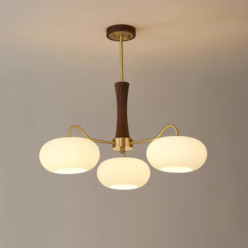 Brass and Wood Persimmon Chandelier-Lighting > Chandeliers & Pendant Lights-casanuva-casanuva