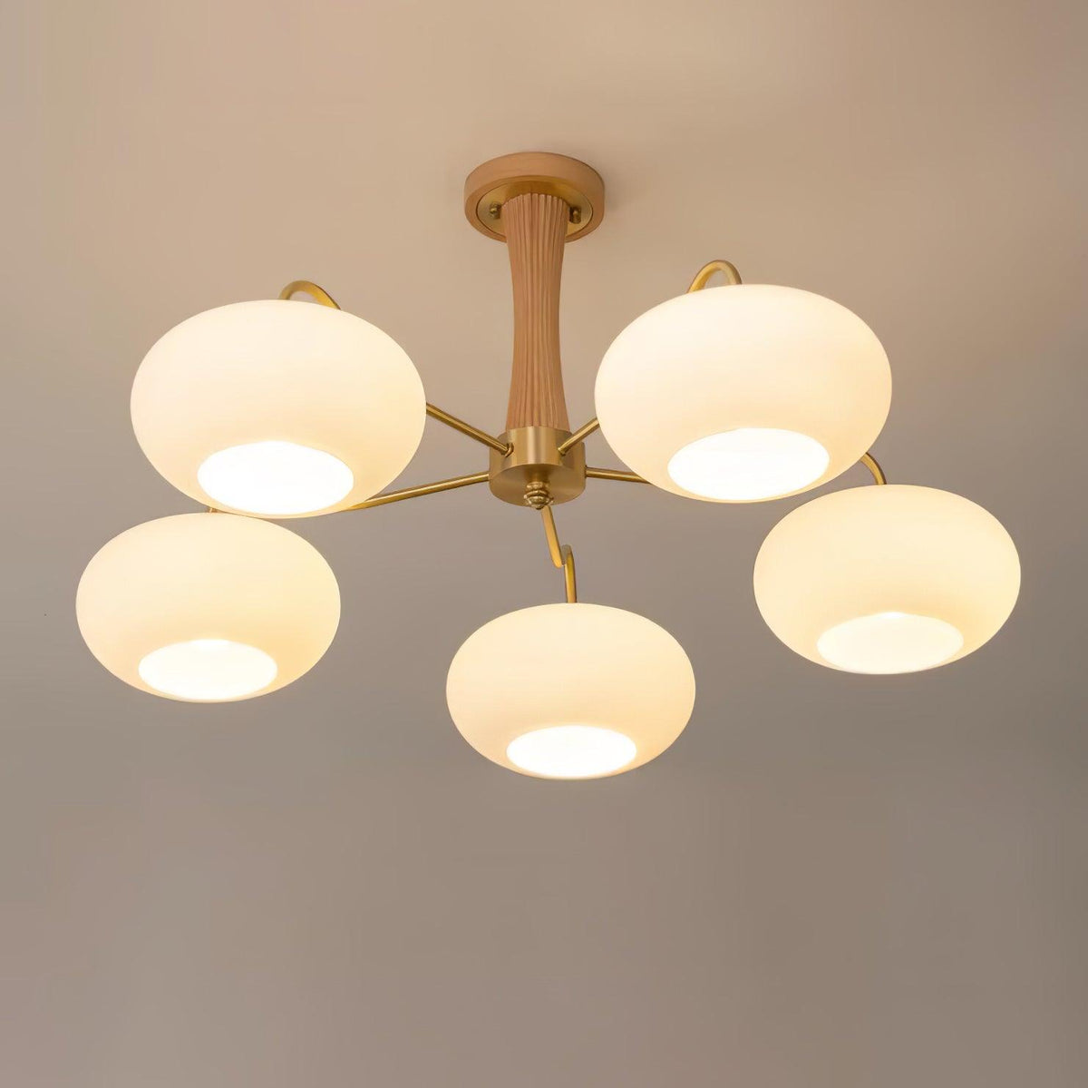 Brass and Wood Persimmon Chandelier-Lighting > Chandeliers & Pendant Lights-casanuva-casanuva