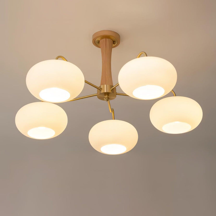 Brass and Wood Persimmon Chandelier-Lighting > Chandeliers & Pendant Lights-casanuva-casanuva