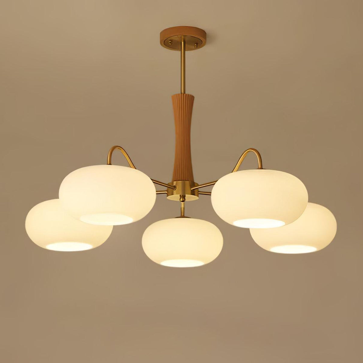 Brass and Wood Persimmon Chandelier-Lighting > Chandeliers & Pendant Lights-casanuva-casanuva