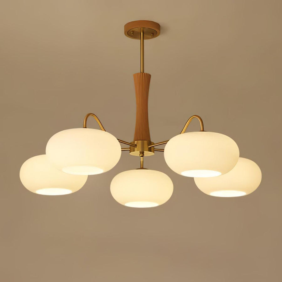 Brass and Wood Persimmon Chandelier-Lighting > Chandeliers & Pendant Lights-casanuva-casanuva