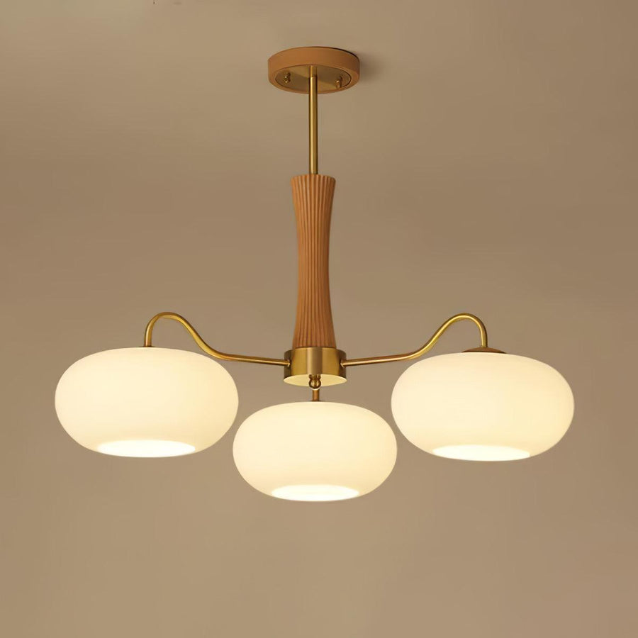 Brass and Wood Persimmon Chandelier-Lighting > Chandeliers & Pendant Lights-casanuva-casanuva