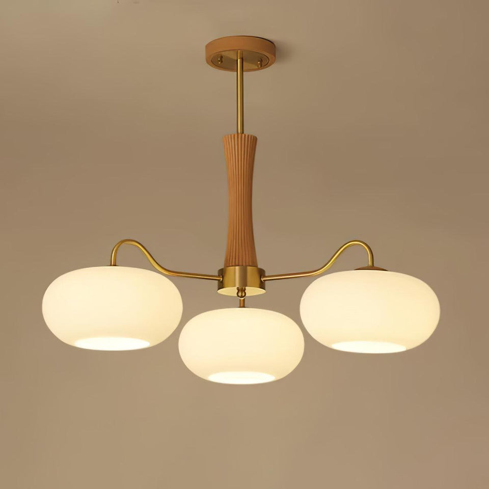 Brass and Wood Persimmon Chandelier-Lighting > Chandeliers & Pendant Lights-casanuva-casanuva