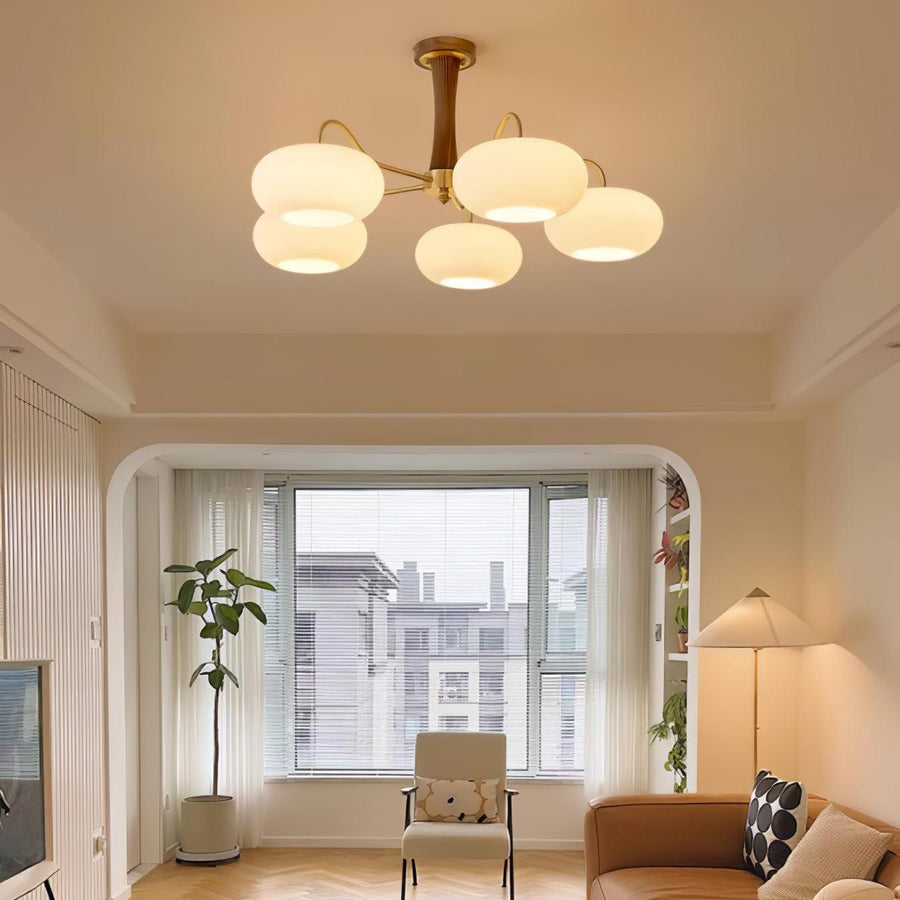 Brass and Wood Persimmon Chandelier-Lighting > Chandeliers & Pendant Lights-casanuva-casanuva