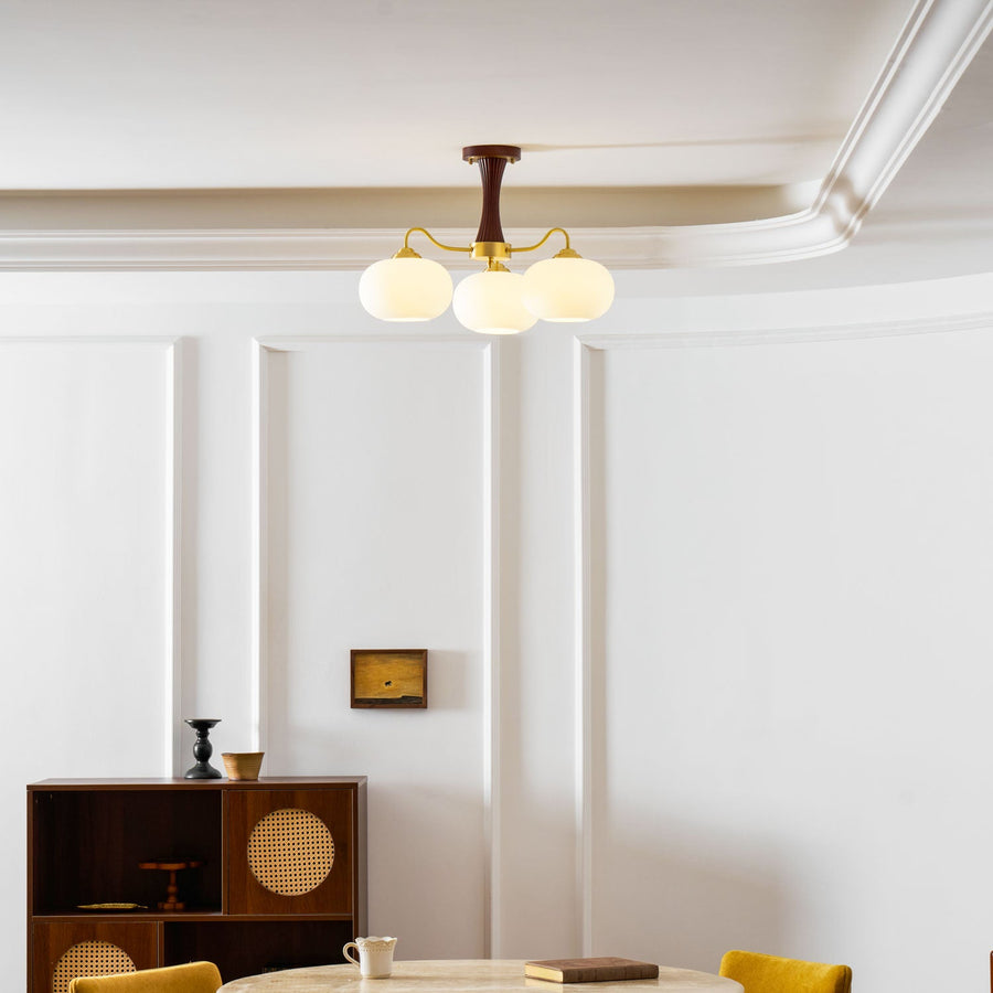 Brass and Wood Persimmon Chandelier-Lighting > Chandeliers & Pendant Lights-casanuva-casanuva