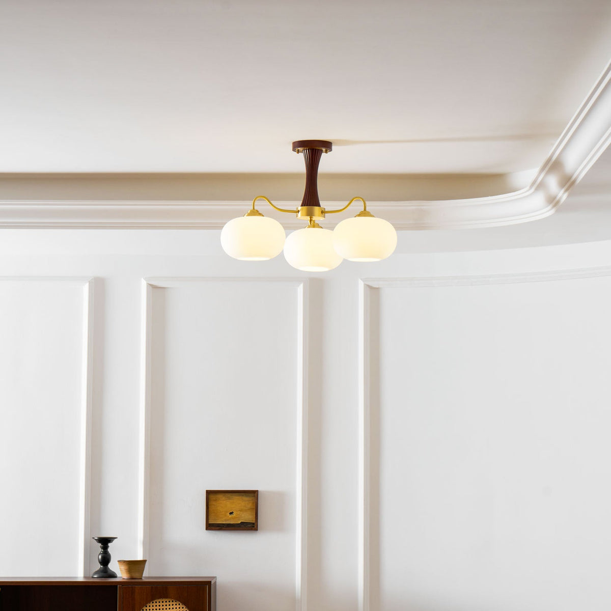 Brass and Wood Persimmon Chandelier-Lighting > Chandeliers & Pendant Lights-casanuva-casanuva