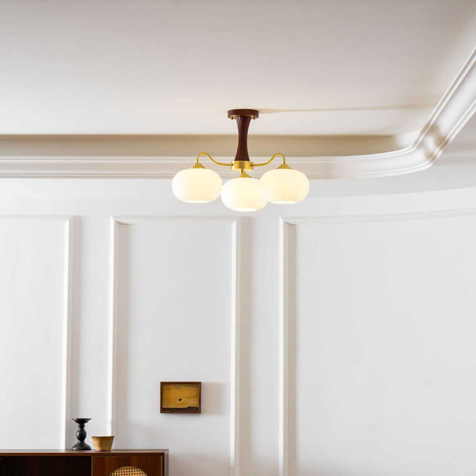 Brass and Wood Persimmon Chandelier-Lighting > Chandeliers & Pendant Lights-casanuva-casanuva